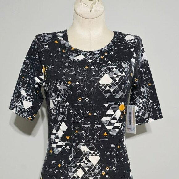 Nwt LuLaRoe Julia Dress XXS Womens Cybercore Techie Digital Futuristic Print - Picture 4 of 10